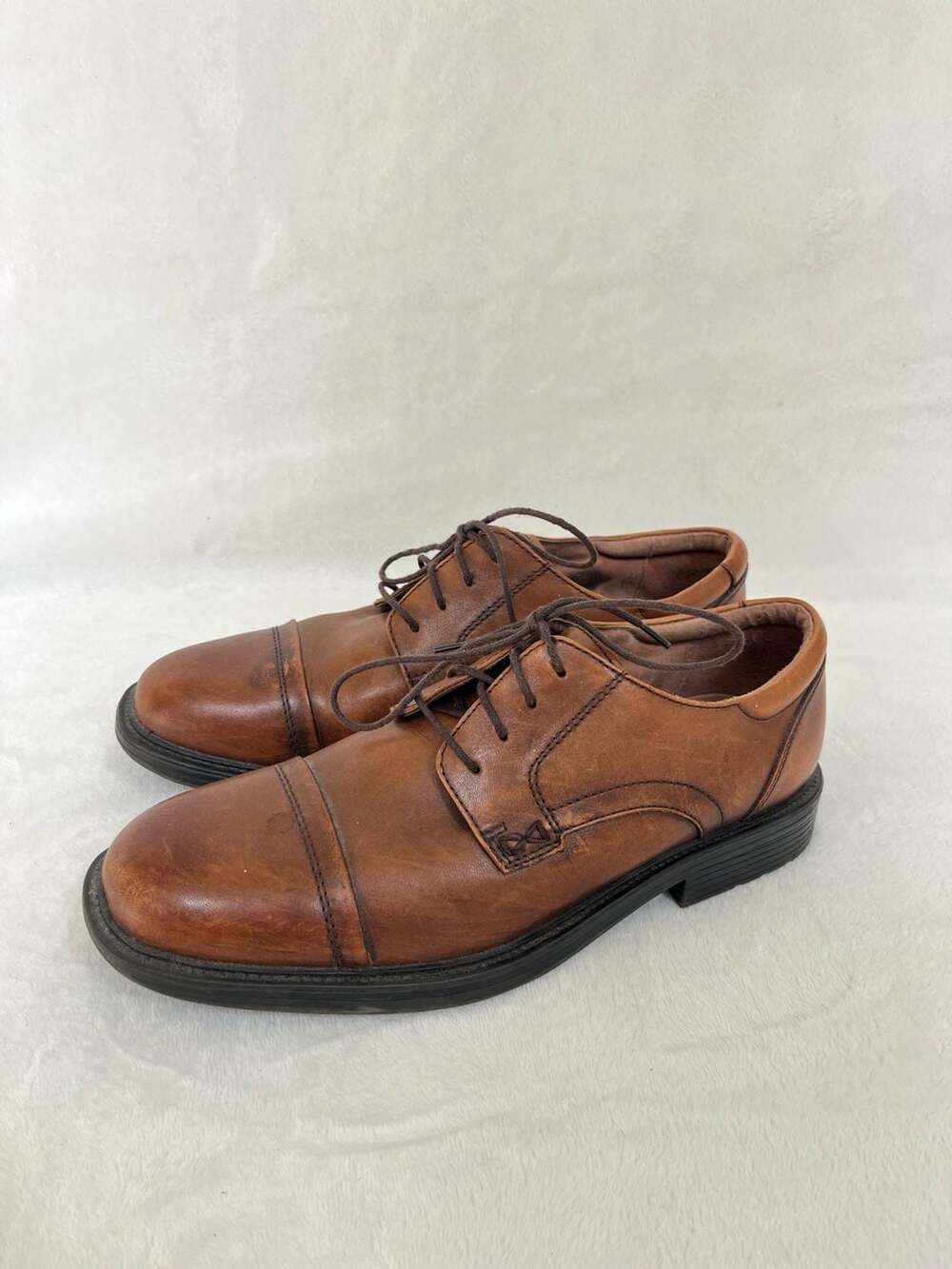 Bostonian Men Oxford Dress Shoes Cognac Brown Genuine Leather 10.5 M captoe